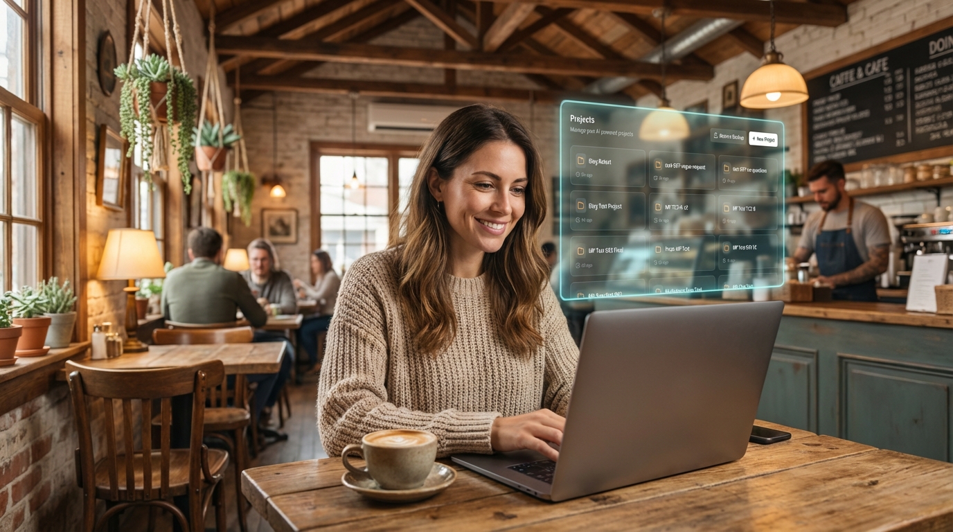 Vintage cafe with dashboard display