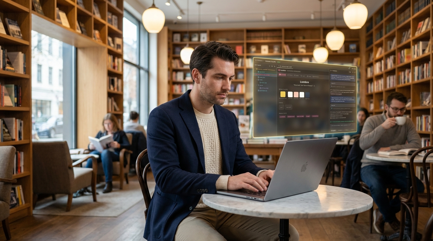 Bookstore cafe with brief interface